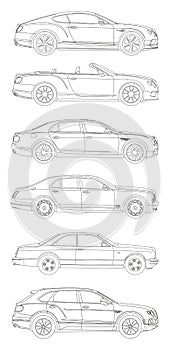 A set of vector car layouts
